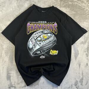 Vintage 2000 Los Angeles Lakers NBA Champions Big Ring T-Shirt Mens S